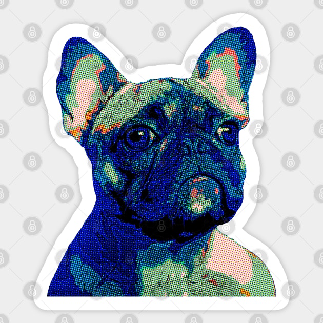 French bulldog blue green vintage style Sticker by Collagedream
